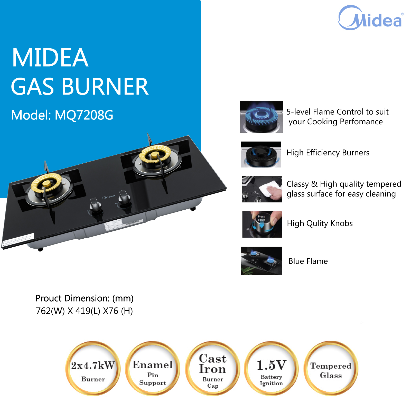Midea Gas Burner MQ7208G - Image 4
