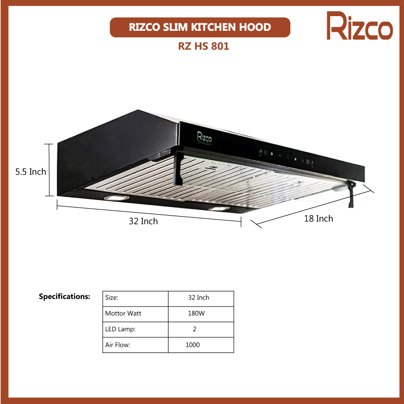 Rizco Kitchen Hood Slim RZHS 801 Air Care